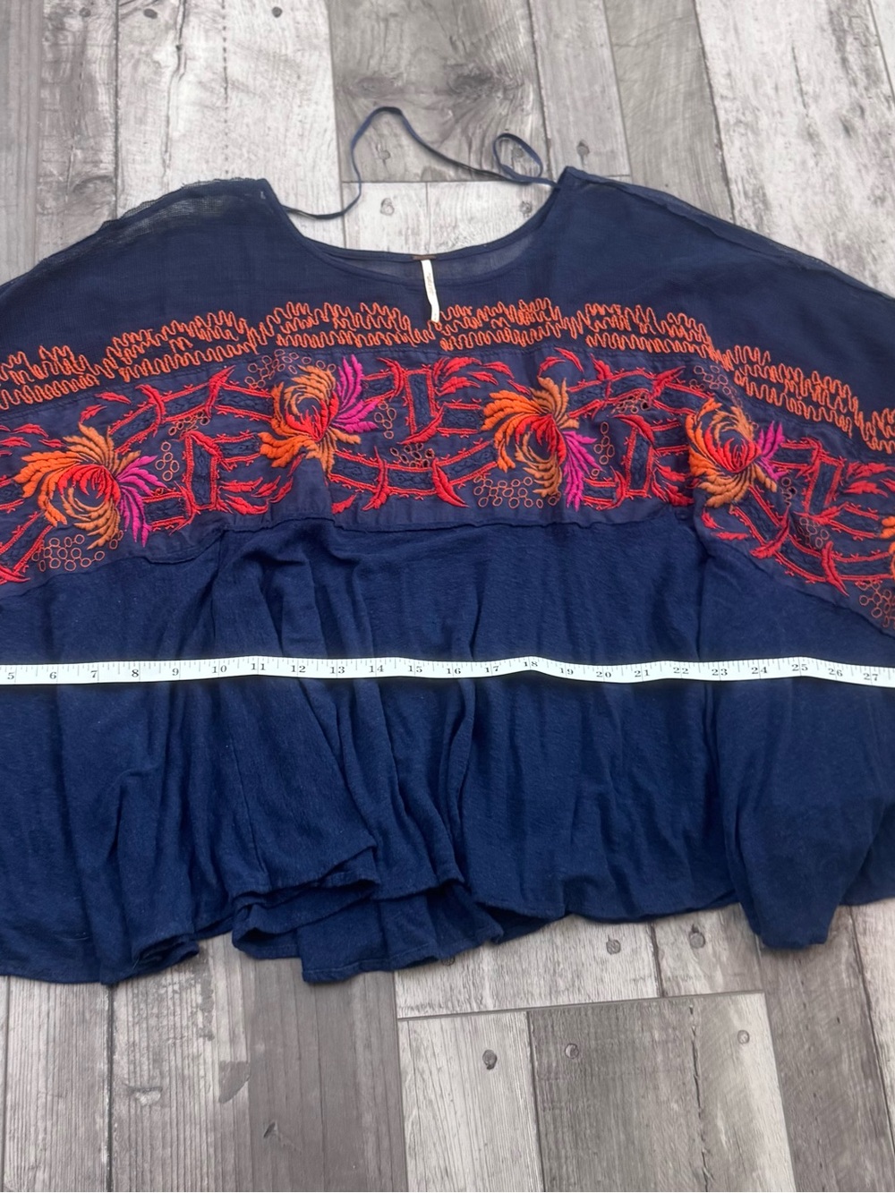 Free People Love Letter Embroidered Top Tunic Oversized Boho Medium - Picture 3 of 7